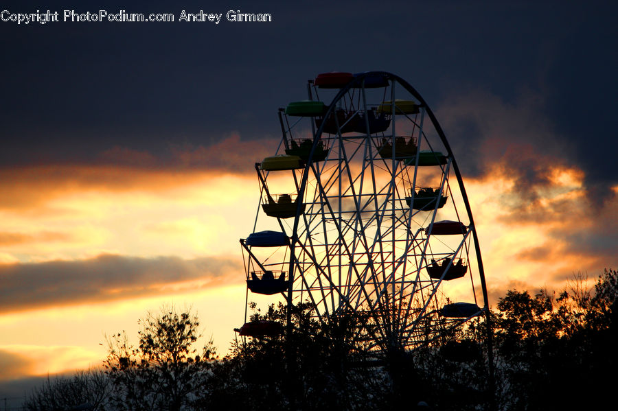 Chair, Furniture, Coaster, Roller Coaster, Dusk, Outdoors, Sky