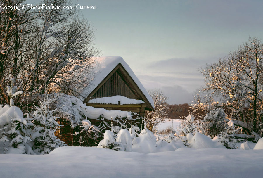 Ice, Outdoors, Snow, Building, Cottage, Housing, Cabin