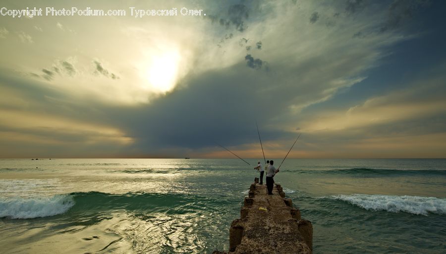 Fishing, Coast, Outdoors, Sea, Water, Beach, Landscape