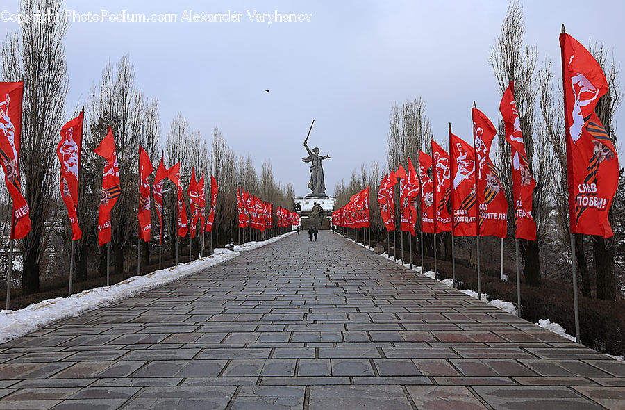 Emblem, Flag, Boardwalk, Deck, Path, Road, Sidewalk