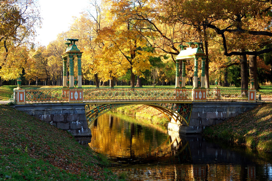 Bench, Canal, Outdoors, River, Water, Pond, Bridge