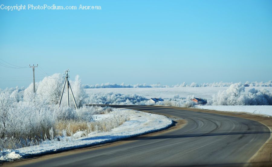 Frost, Ice, Outdoors, Snow, Freeway, Highway, Road
