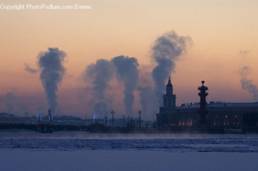 Factory, Refinery, Fog, Pollution, Smog, Smoke, Dawn