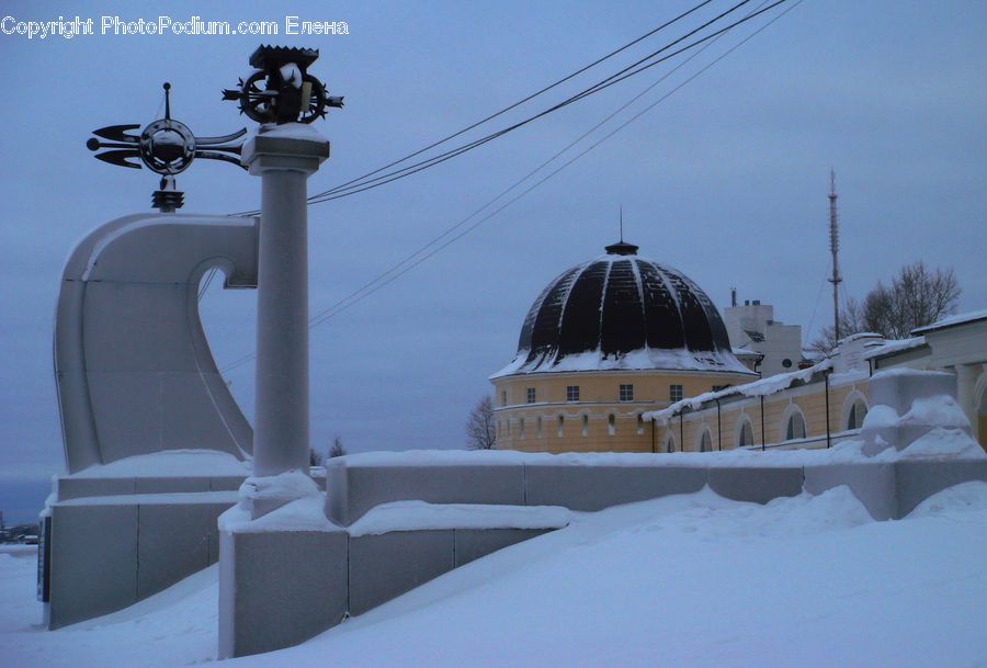 Antenna, Architecture, Dome, Ice, Outdoors, Snow, Church