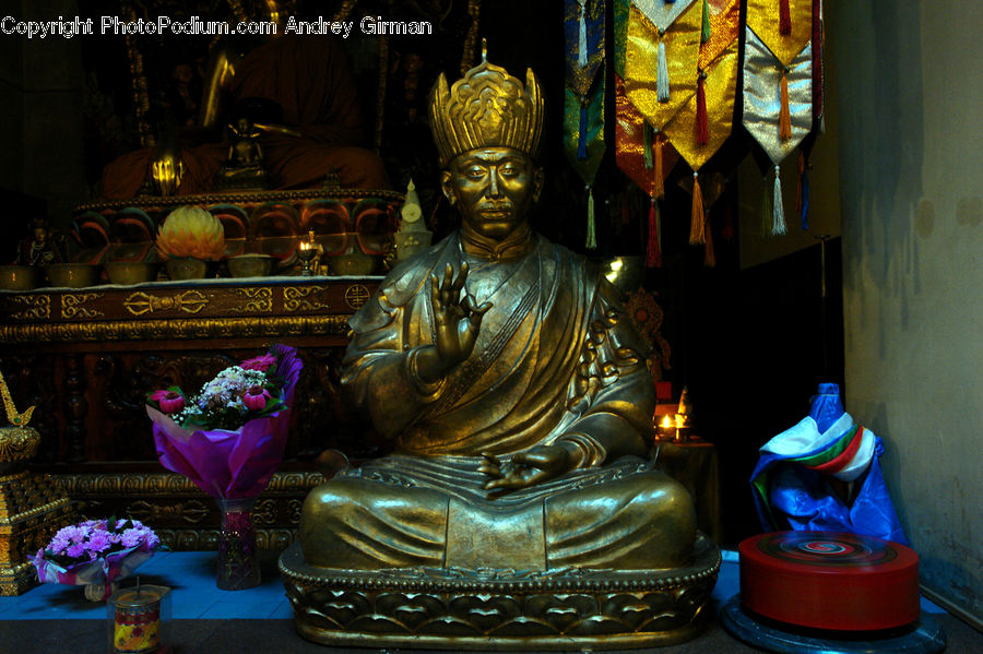 Buddha, Person, Shrine, Temple, Plant, Potted Plant, Flower