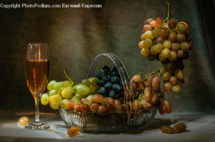 Fruit, Grapes, Glass, Goblet, Beverage, Drink, Plum
