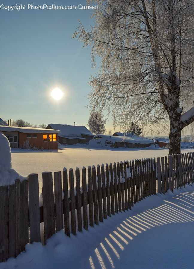 Ice, Outdoors, Snow, Fence, Person, Picket, Landscape