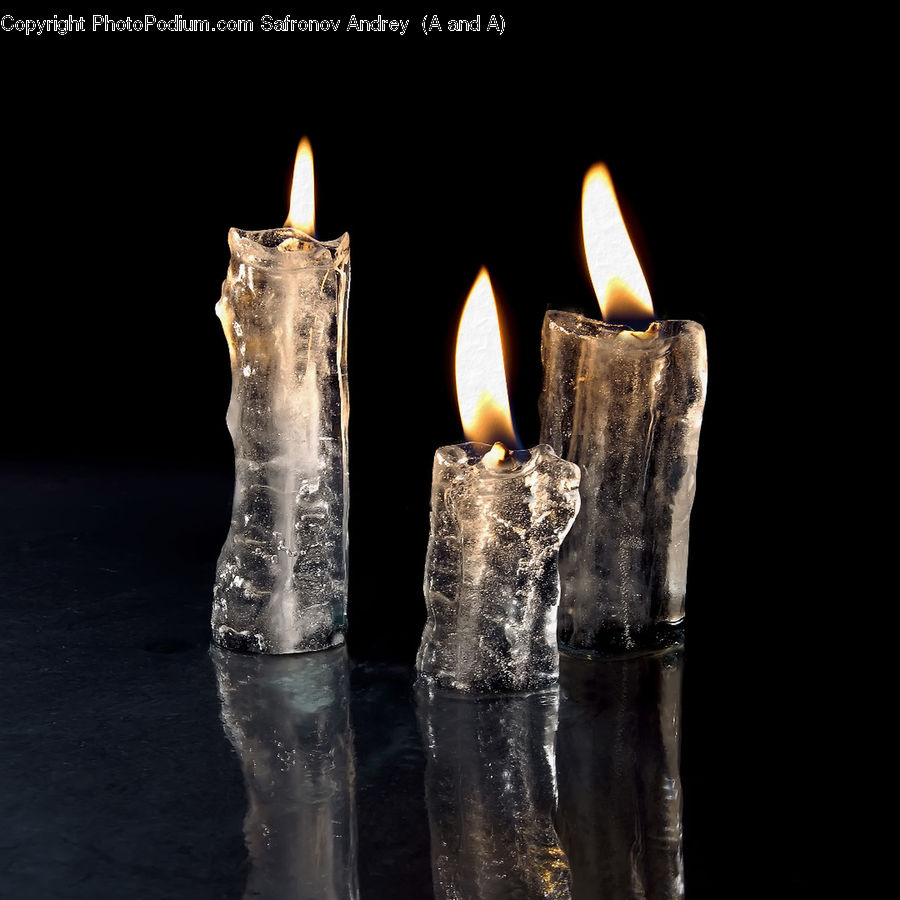 Candle, Fire, Flame, Ice, Outdoors, Snow, Water