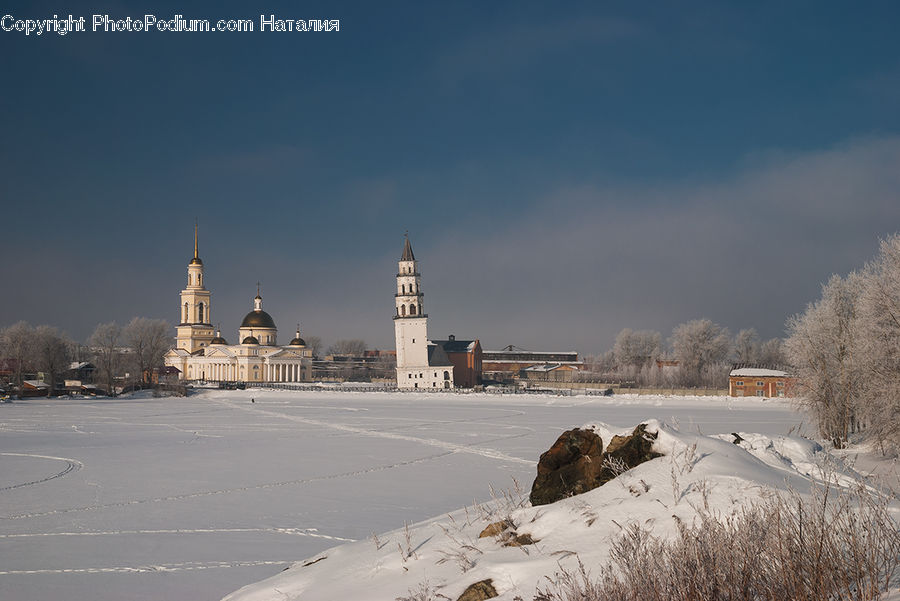 Ice, Outdoors, Snow, Architecture, Dome, Mosque, Worship