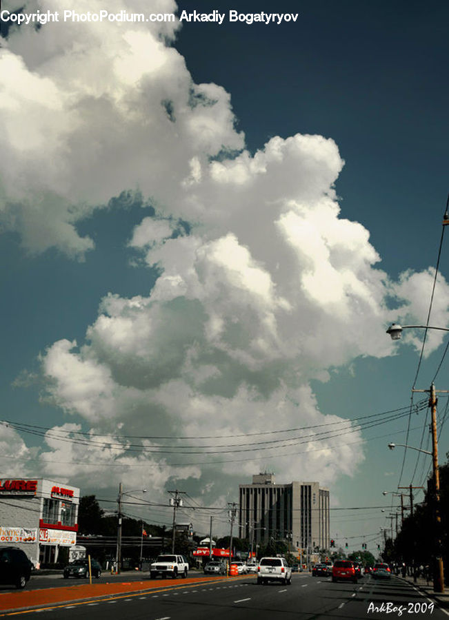 Cloud, Cumulus, Sky, Azure Sky, Outdoors, Intersection, Road