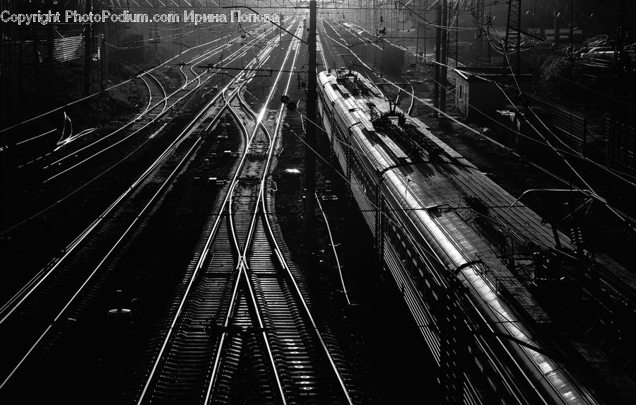 Rail, Train Track, City, Downtown, Urban, Lighting