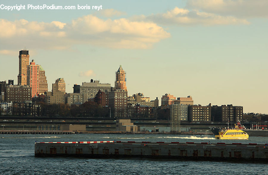 Ferry, Freighter, Ship, Tanker, Vessel, City, Downtown