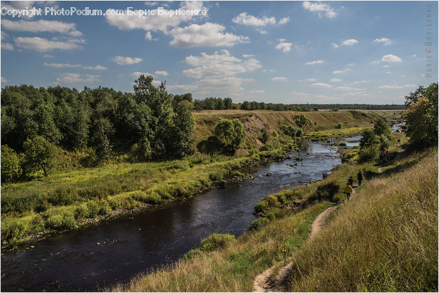 Outdoors, River, Water, Ditch, Field, Grass, Grassland