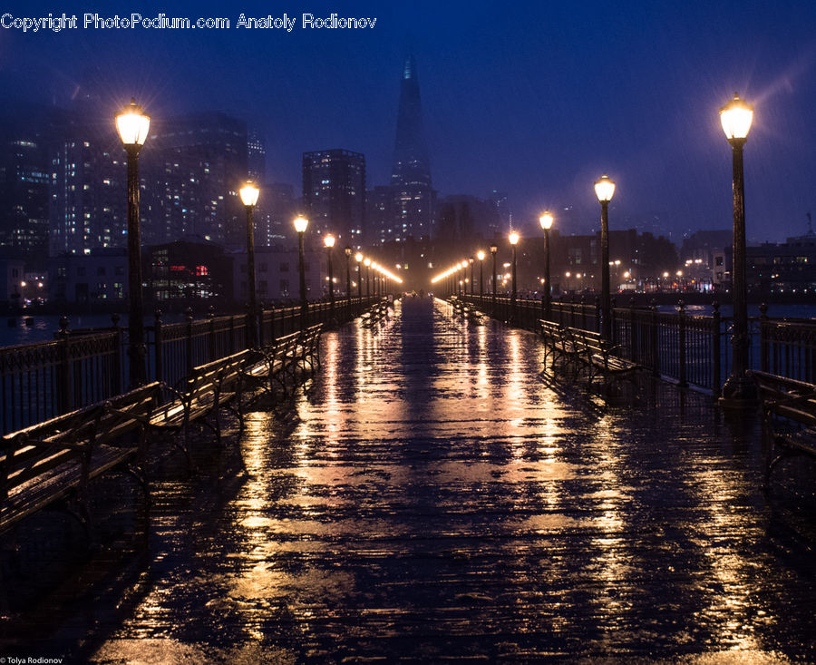 Boardwalk, Deck, Path, Sidewalk, Walkway, Lamp Post, Pole