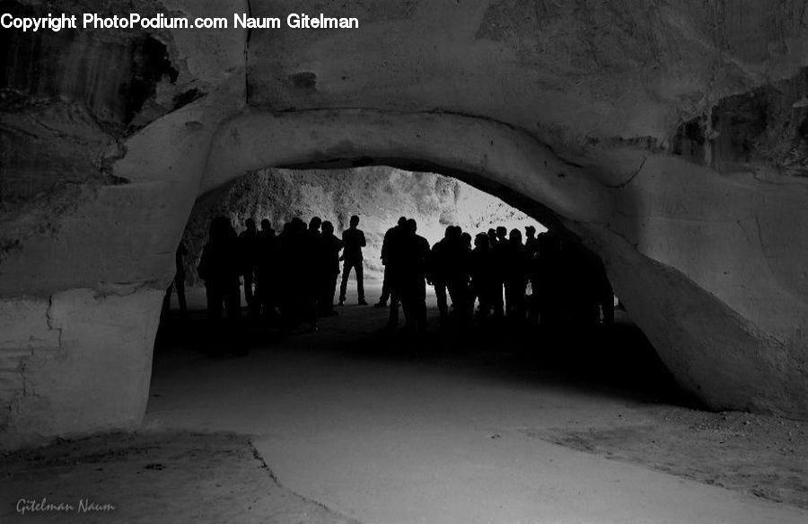 Silhouette, Tunnel, Arch, People, Person