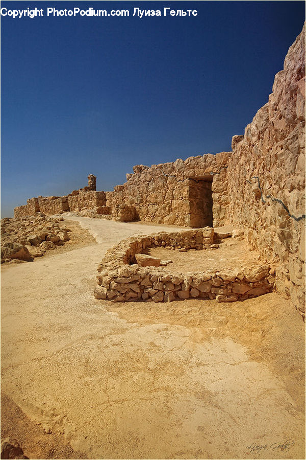 Ancient Egypt, Castle, Fort, Ground, Soil, Ruins, Outdoors