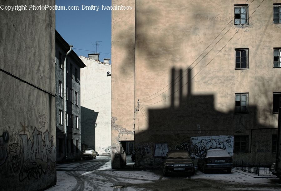 Alley, Alleyway, Road, Street, Town, Car, Van