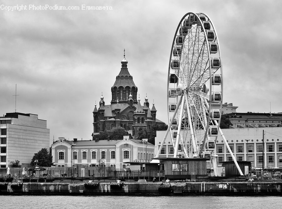 Ferris Wheel, Waterfront, Machine, Spoke, Wheel, City, Downtown