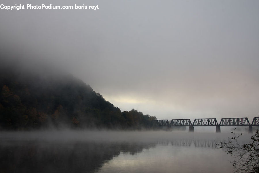 Bridge, Fog, Mist, Outdoors, Landscape, Nature, Scenery