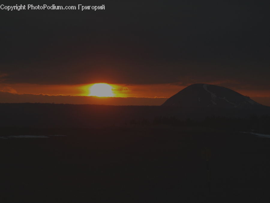 Dawn, Dusk, Sky, Sunrise, Sunset, Eruption, Volcano