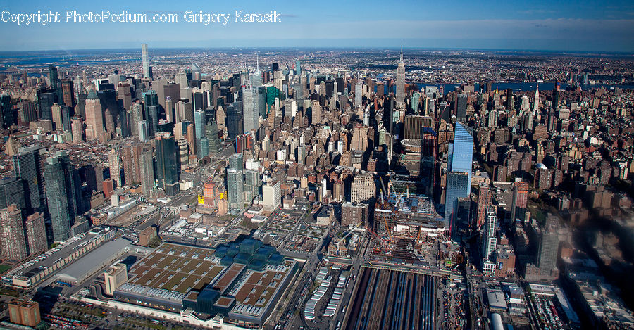 Aerial View, City, Downtown, Metropolis, Urban, Architecture, High Rise