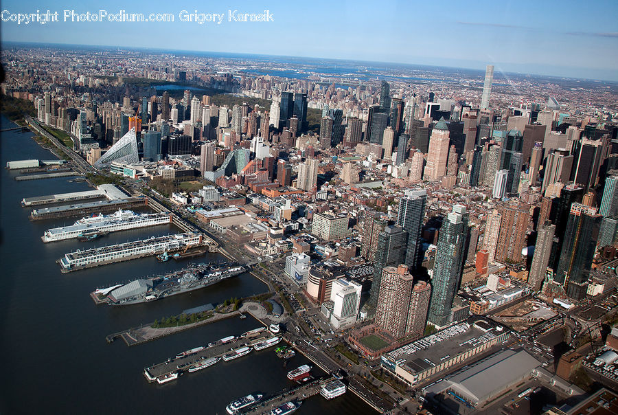Aerial View, City, Downtown, Metropolis, Urban, Neighborhood, Town