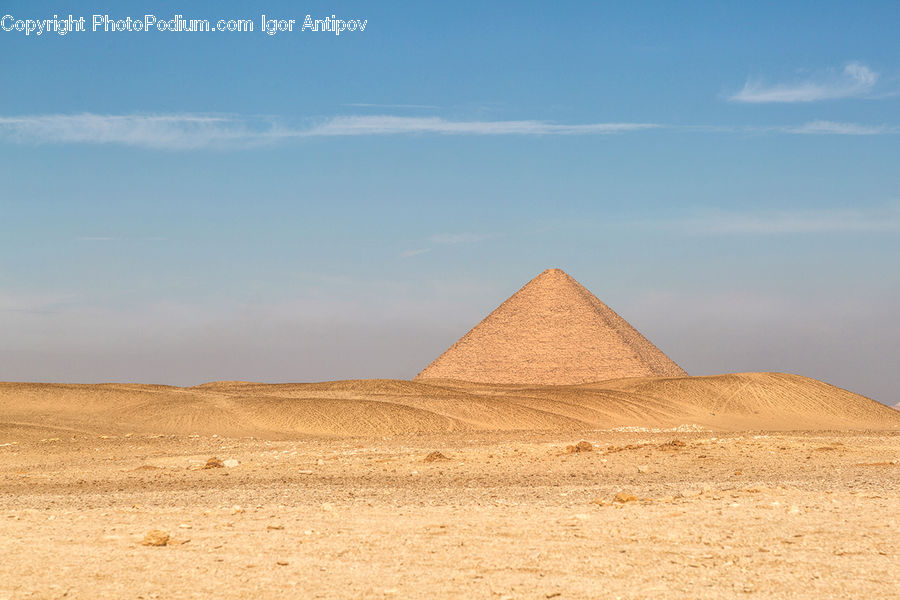 Ancient Egypt, Architecture, Pyramid, Triangle, Desert, Outdoors, Dirt Road