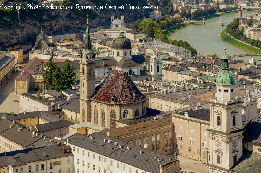 Aerial View, Architecture, Bell Tower, Clock Tower, Tower, Downtown, Neighborhood