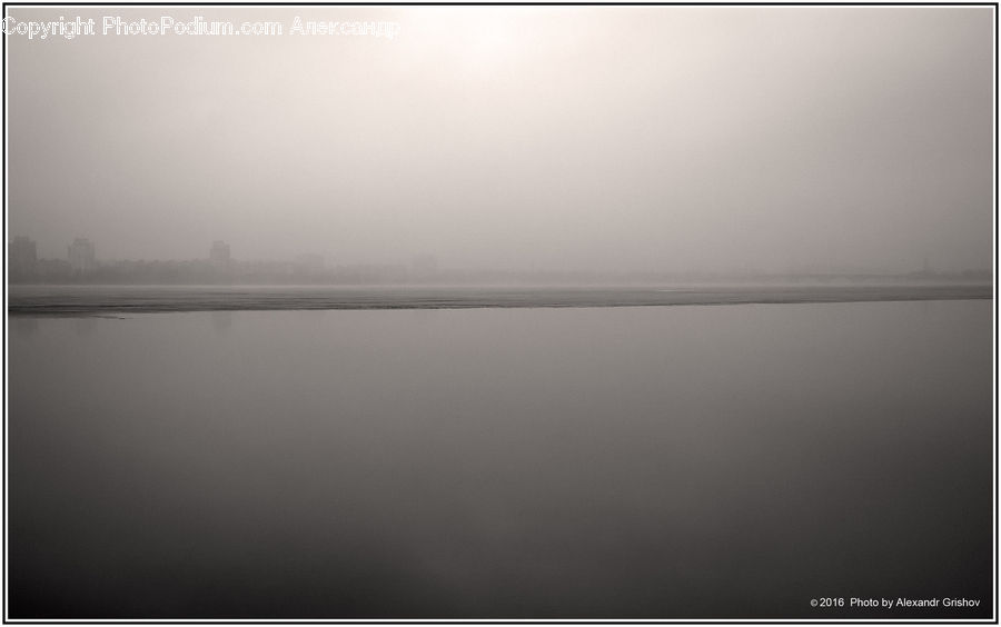 Horizon, Sky, Fog, White Board, Text