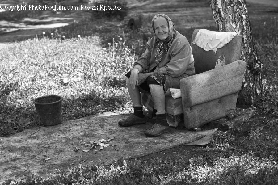 Human, People, Person, Bucket, Bench, Soil, Outdoors