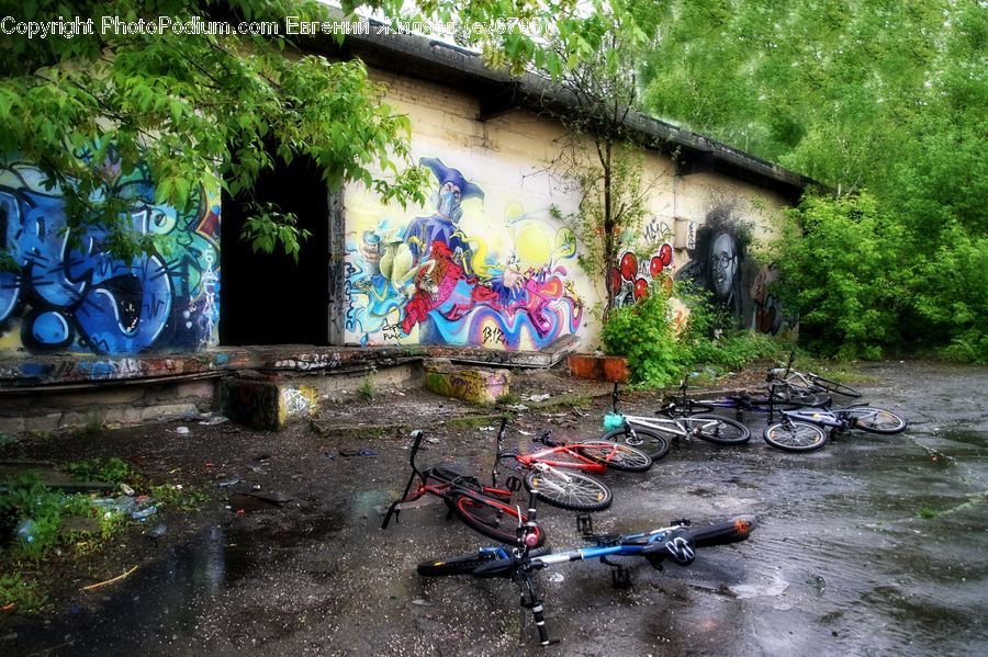 Bicycle, Bike, Vehicle, Art, Graffiti, Mural, Wall