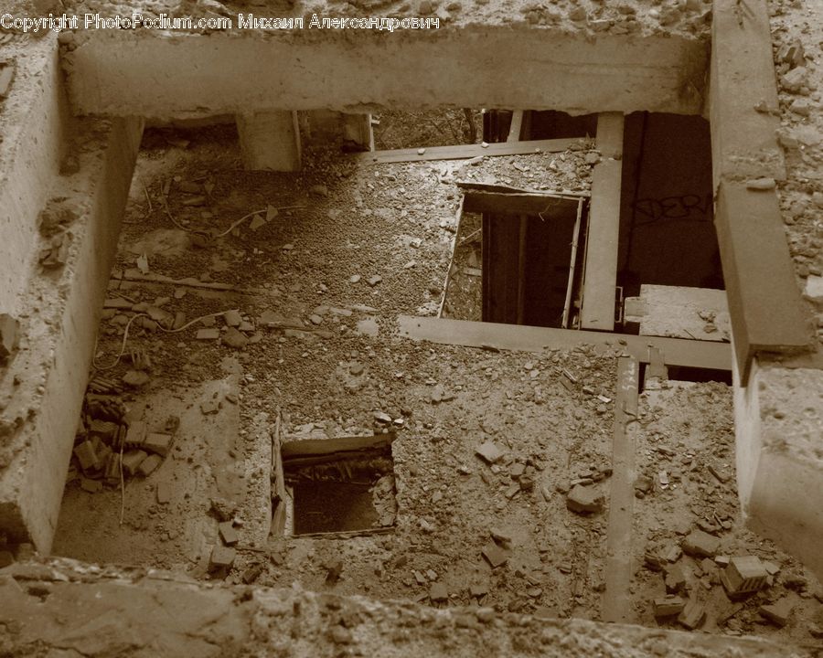 Ancient Egypt, Rubble, Ground, Soil, Ruins, Plywood, Wood
