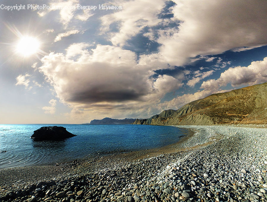 Beach, Coast, Outdoors, Sea, Water, Pebble, Azure Sky