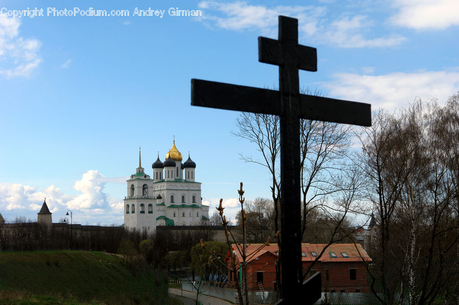 Cross, Road Sign, Sign, Street Sign, Architecture, Housing, Monastery