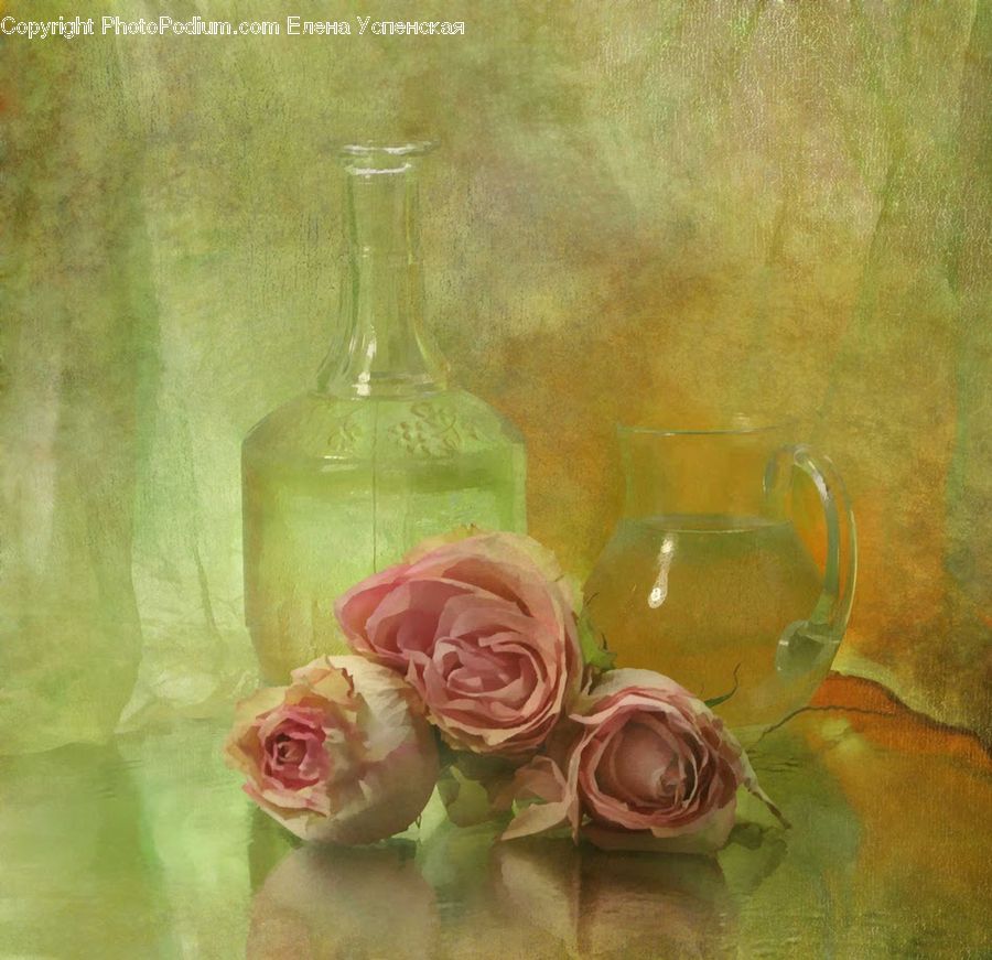 Art, Painting, Blossom, Flower, Plant, Rose, Glass