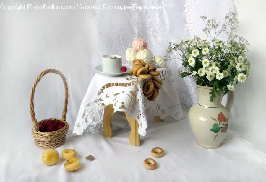 Basket, Jar, Porcelain, Vase, Plant, Potted Plant, Floral Design