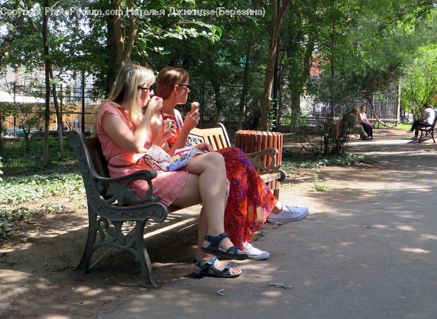 People, Person, Human, Park Bench, Bench, Female, Eating