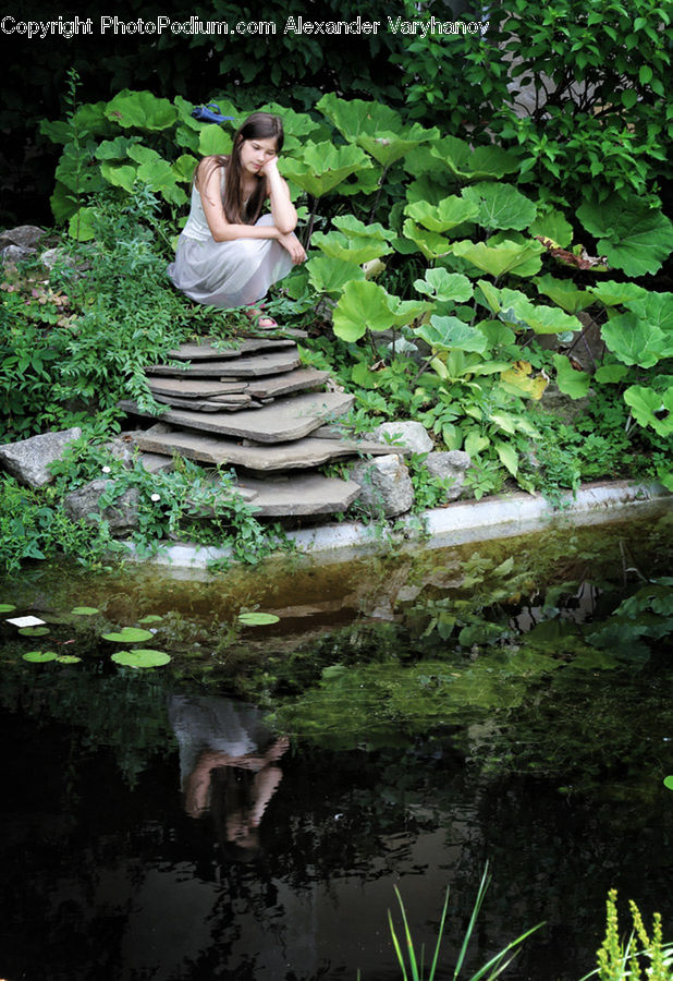 People, Person, Human, Outdoors, Pond, Water, Ivy