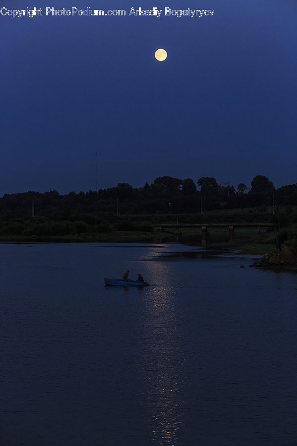 Astronomy, Lunar Eclipse, Night, Boat, Dinghy, Canoe, Rowboat