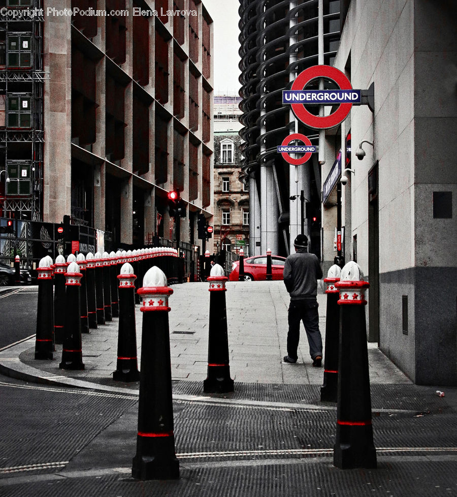 Lamp Post, Pole, City, Downtown, Urban, Intersection, Road
