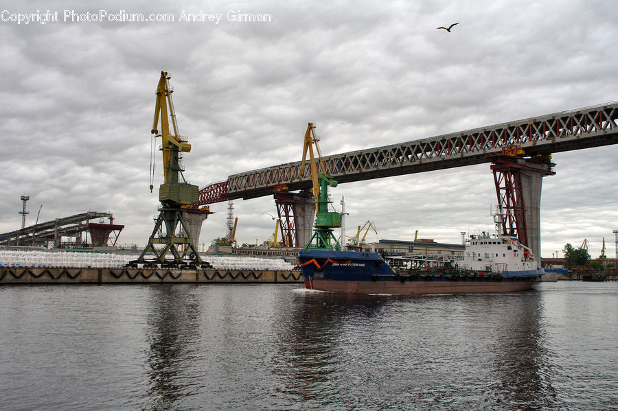 Ferry, Freighter, Ship, Tanker, Vessel, Constriction Crane, Construction