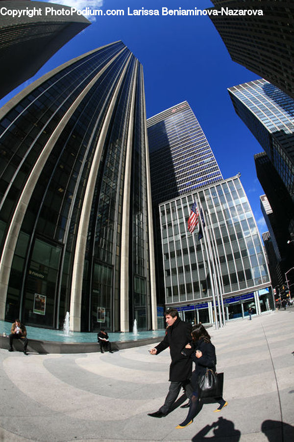 Fisheye, People, Person, Human, Architecture, City, Downtown