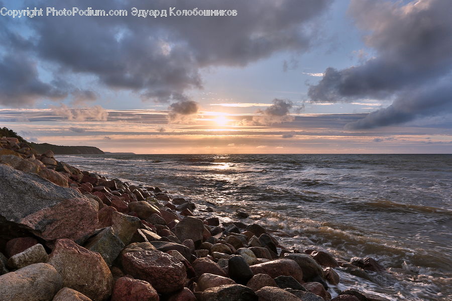 Coast, Outdoors, Sea, Water, Pebble, Beach