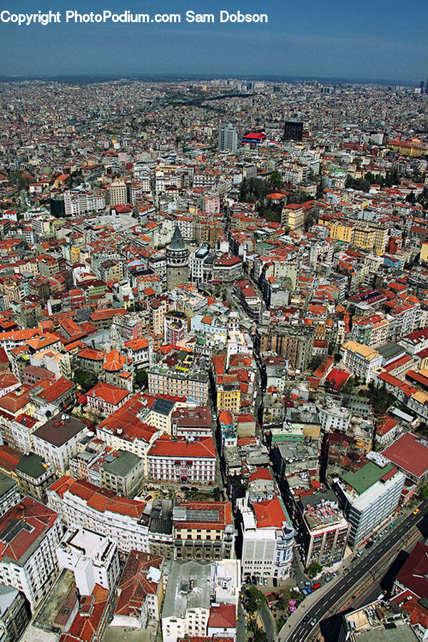 Aerial View, City, Downtown, Building, Town, Metropolis, Urban