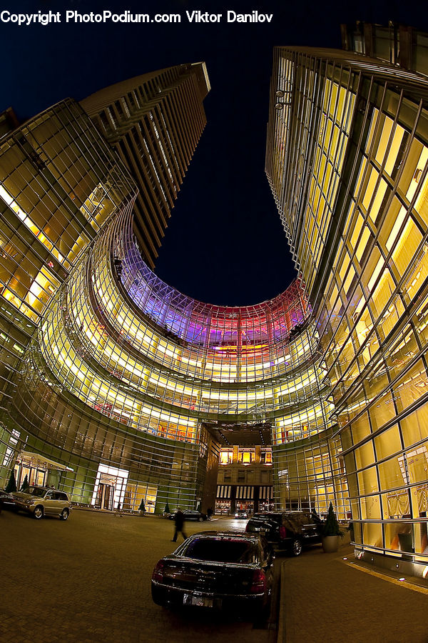 Automobile, Car, Sedan, Vehicle, Architecture, Convention Center, Building