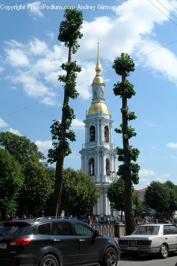 Architecture, Bell Tower, Clock Tower, Tower, Automobile, Car, Vehicle