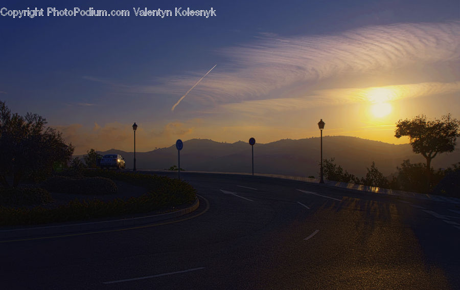 Dusk, Outdoors, Sky, Sunlight, Sunrise, Sunset, Freeway