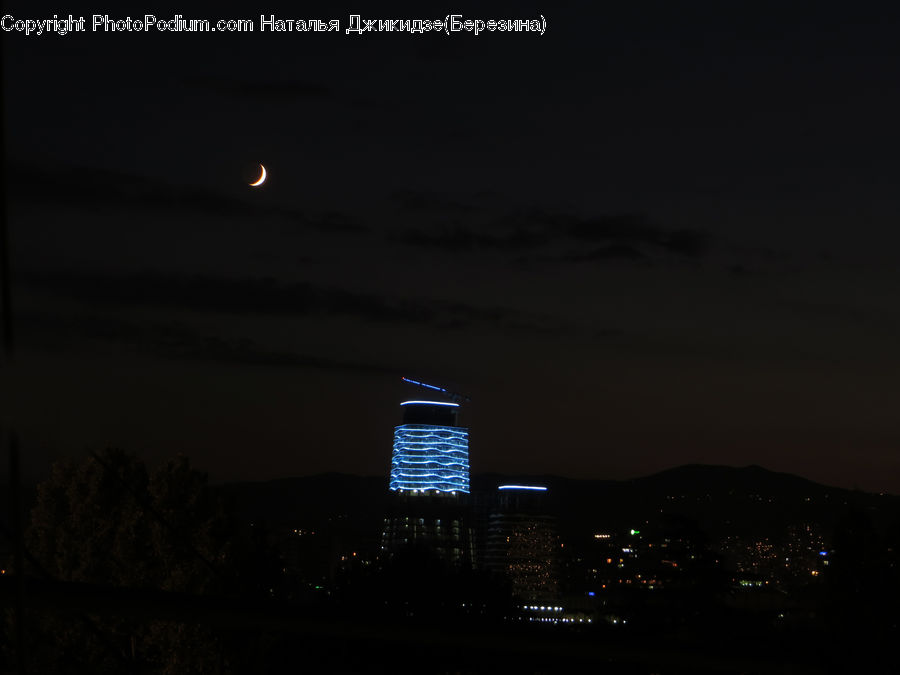 Architecture, City, Downtown, High Rise, Skyscraper, Night, Outdoors