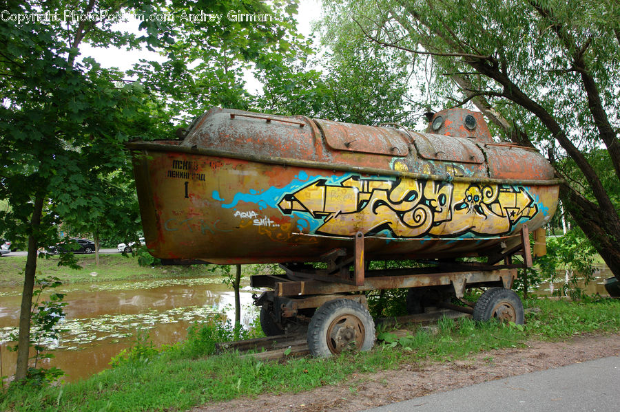 Freight Car, Shipping Container, Vehicle, Tractor, Engine, Machine, Motor