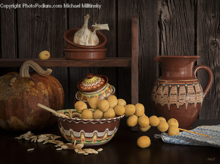 Jug, Pitcher, Water Jug, Gourd, Produce, Vegetable, Pumpkin